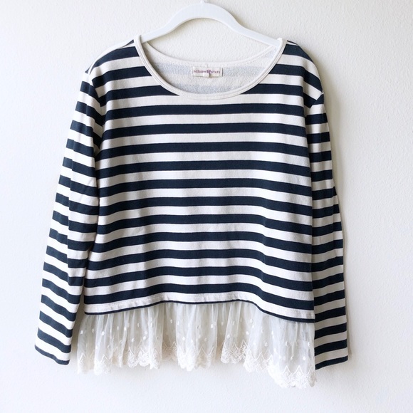 Altar'd State Sweaters - Altar'd State Striped Lace Top